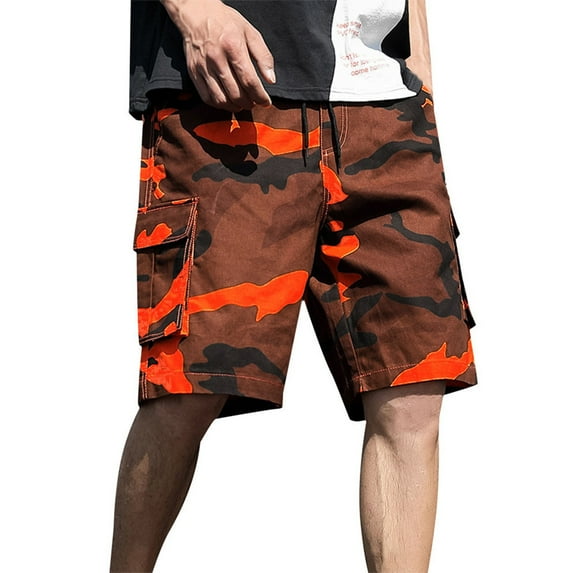 Outfmvch Sweatpants For Men Mens Shorts Men'S Summer Outdoors Casual Camouflage Overalls Plus Size Sport Shorts Pants Cargo Pants For Men Orange 4Xl