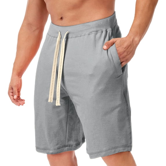 Outfmvch Sweatpants For Men Mens Shorts Men Summer Casual Athletic Beach Shorts Solid Drawstring Sports Workout Shorts With Pockets Long Johns For Men Gray M