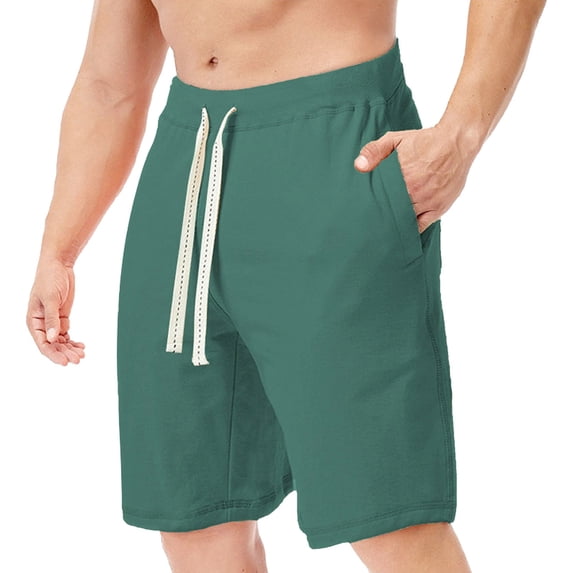 Outfmvch Gym Shorts Men Mens Shorts Mens Joggers Athletic Beach Shorts Solid Drawstring Sports Workout Shorts With Pockets Mens Athletic Shorts Golf Shorts Men Polyester Cotton 1Pc Short Green L