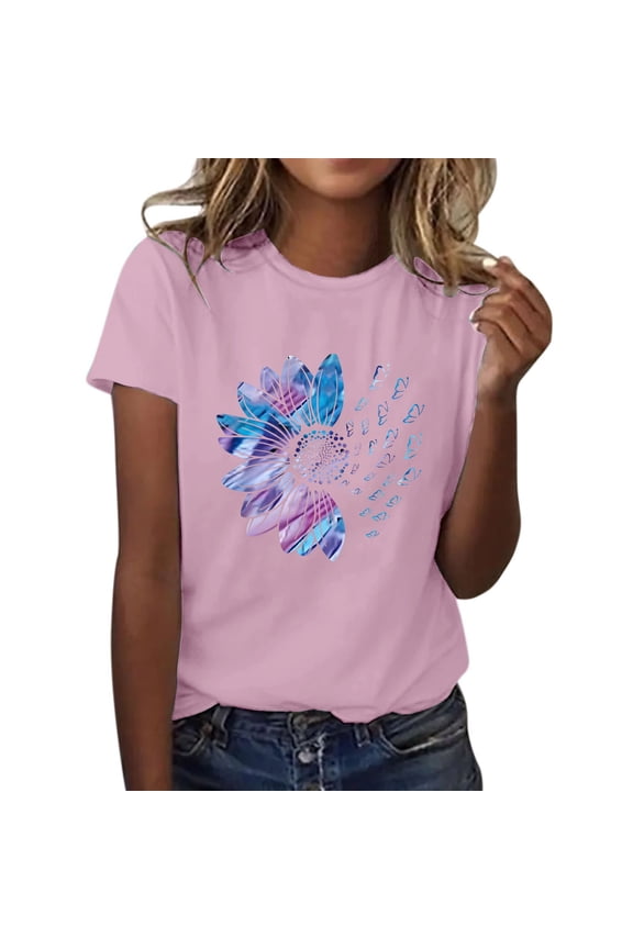 T Shirts for Women Shirts for Women T-shirts Sunflower T Shirt Boho Tops for Women Graphic Tee T Shirts for Women Workout Tops for Women Crop Tops for Women Pink Xl