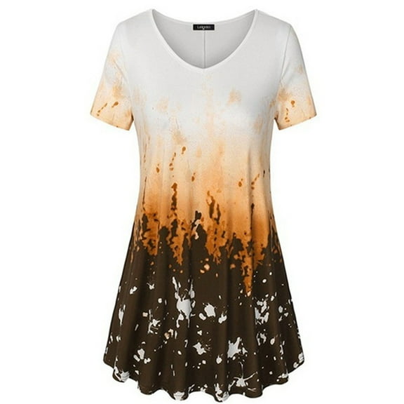 Outfmvch T Shirts for Women Causul Ing Gradient Oversized Loose T-shirt Womens Tops Shirts for Women Yellow