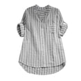 thumbnail image 1 of Outfmvch T Shirts for Women Linen Shirts for Women Plus Size O-Neck Printed Loose Button Tunic Shirt Blouse Tops Shirts for Women Grey M, 1 of 4