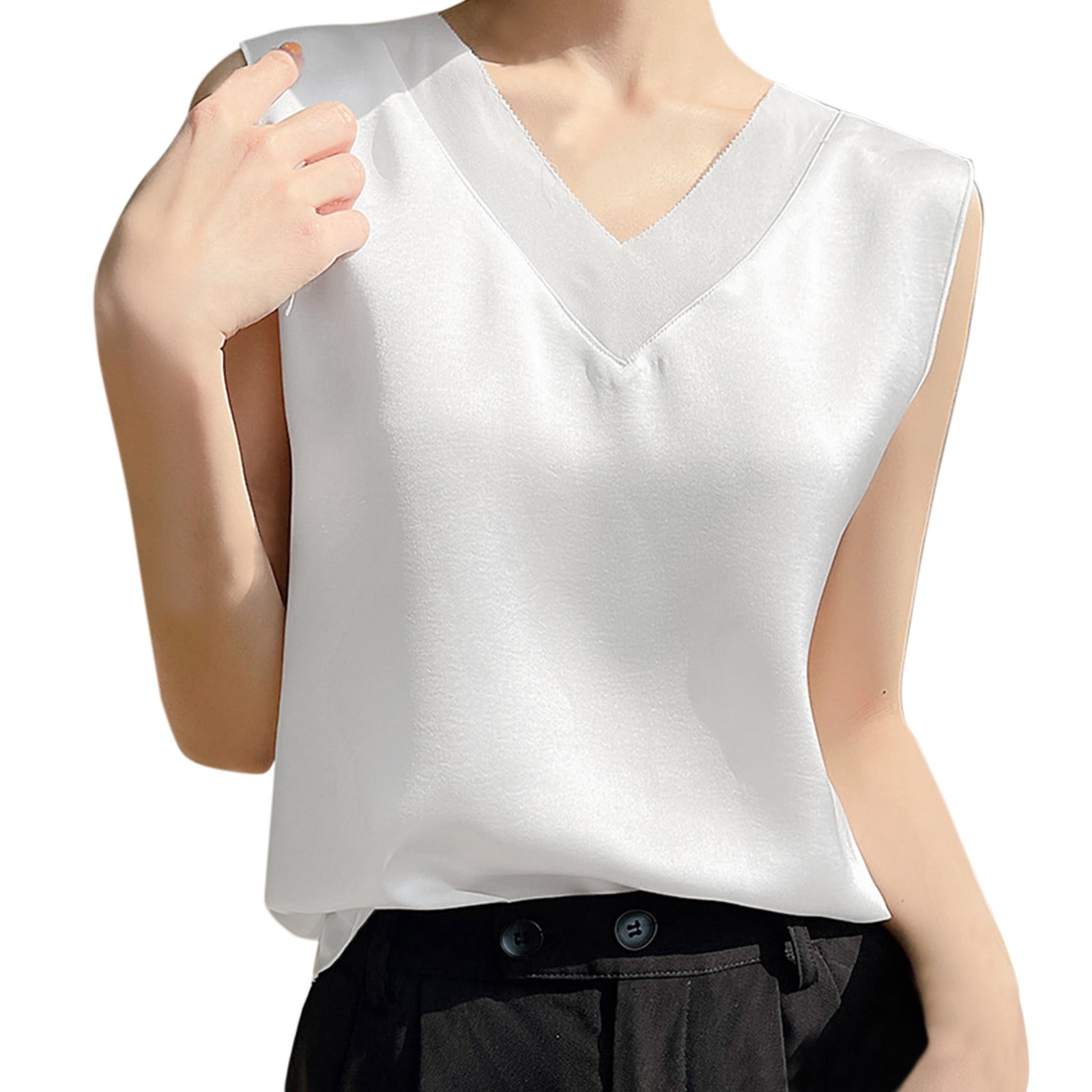 ZENUTA Women's High Neck Tank Top - Halter Neck Sleeveless Top, Loose Fit Basic Tee For Summer, Casual Wear - View #5