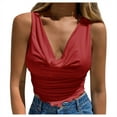 thumbnail image 1 of Outfmvch Tank Top for Women Casual Solid Color V-neck Chest Wrapped Vest Suspender Top Womens Tops, 1 of 5