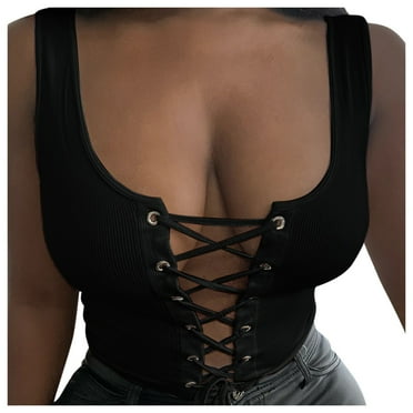Outfmvch Tank Top for Women Tops for Women Solid Hollow Out Frenulum Vest Top Summer Tops for Women 2023 Trendy Black L