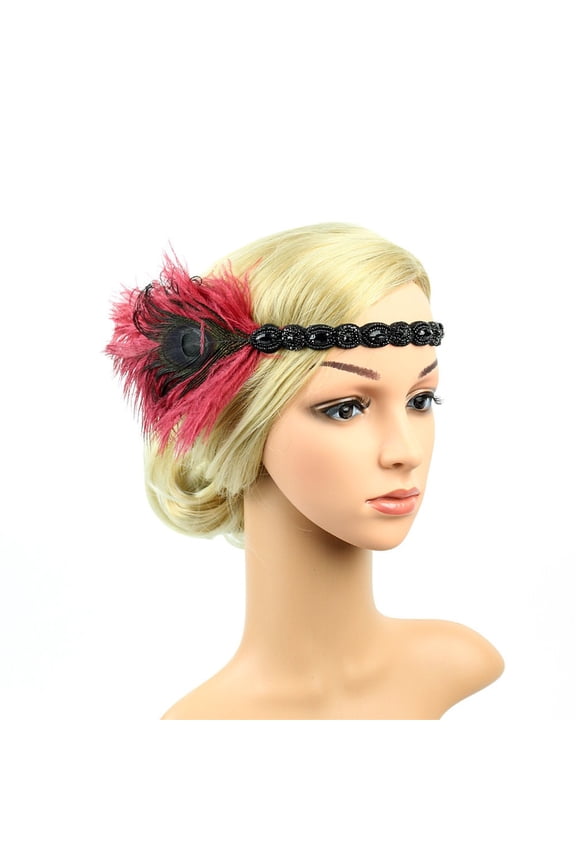 Tea Party Accessories for Women Church Hats Feather Headband Fasteners Hats for Women Fascinator Headband Hats for Tea Party Vintage Hat Wine Red One Size