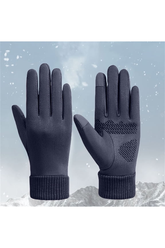 Thermal Gloves for Women Winter Gloves for Men Women - Touch Screen Cold Weather Thermal Warm Knit Glove for Running Driving Hiking Warm Gloves Navy One Size