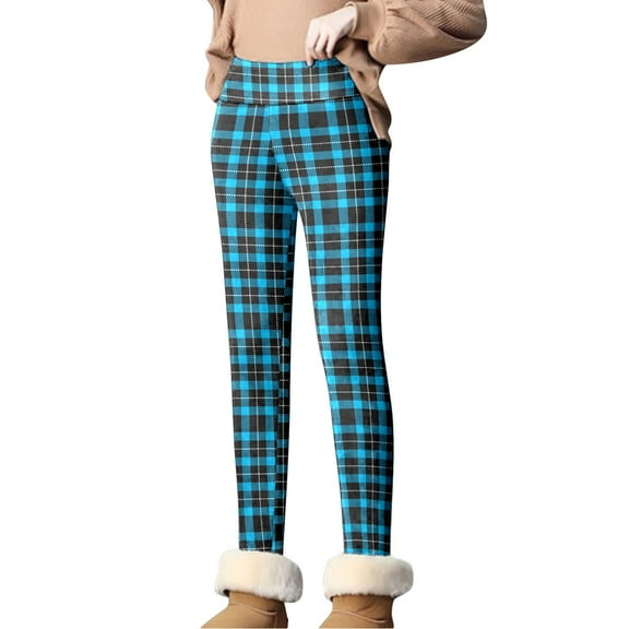 Outfmvch Thermal Leggings Fall Leggings with Pockets Long Johns for Women Thermal Women's Fleece Sweatpants Casual Pants for Women Baggy Sweatpants Christmas Pants for Women Blue L