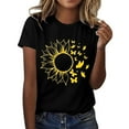 thumbnail image 1 of Outfmvch Tops for Women Trendy Spring Tops for Women 2024 Womens Tops Shirts for Women Sunflower Summer T Shirt Plus Size Loose Blouse Short Sleeve Graphic Casual Tees Polyester Spandex Black L, 1 of 5