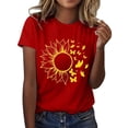 thumbnail image 1 of Outfmvch Tops for Women Trendy Spring Tops for Women 2024 Womens Tops Shirts for Women Sunflower Summer T Shirt Plus Size Loose Blouse Short Sleeve Graphic Casual Tees Polyester Spandex Red L, 1 of 5