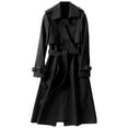 thumbnail image 1 of Outfmvch Trench Coat For Women 2023 Winter Coats For Women Trench Windbreaker Fit Coat Solid Long Slim Jacket Womens Winter Coats Black 3Xl, 1 of 3
