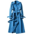 thumbnail image 1 of Outfmvch Trench Coat For Women 2023 Winter Coats For Women Trench Windbreaker Fit Coat Solid Long Slim Jacket Womens Winter Coats Blue M, 1 of 3