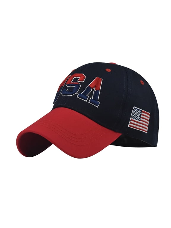 Usa Hat Adjustable Size Hiking Hat Baseball Hat Athletic Hat Low Profile Vintage Hat Outdoor Cap Work Hats Breathable Hats for Men Sports Hat Sweat Proof Hats Blue One Size