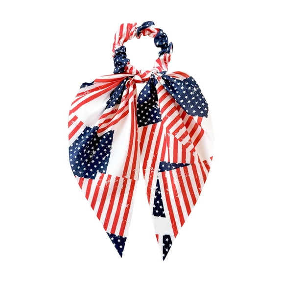 Outfmvch Usa Headband American Flag Bow Red White and Blue Ponytail Holders for Thin Hair Pillow Scrunchie Ponytail Holder Wide Headband Bandana Headbands for Women Head Scarf White One Size