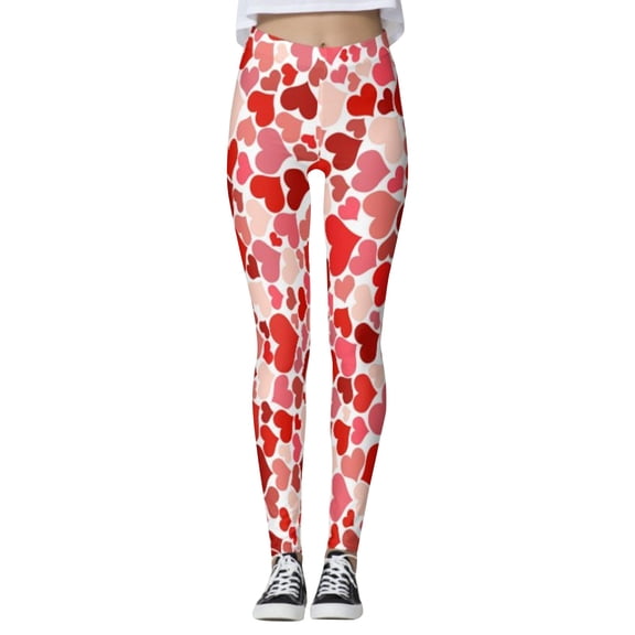 Outfmvch Valentine Pants for Women Womens Printed Leggings Women Leggings Workout Leggings Fleece Tights for Women Thermal Pants Fleece Pants Women Pink M