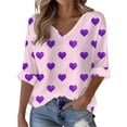 thumbnail image 1 of Outfmvch Valentine's Day Shirts Heart Printed Shirts Formal Tops for Women Valentines Day Shirts Women Top Plus Size Blouse for Women Womens Plus Size Blouses Pink L, 1 of 5