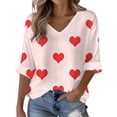 thumbnail image 1 of Outfmvch Valentine's Day Shirts Vintage Blouse Women Blouse Women Top Valentines Day Top Valentines Shirts for Women 3/4 Sleeve Fall Blouses for Women 2025 Light Pink 1 2xl, 1 of 5