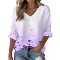 thumbnail image 1 of Outfmvch Valentine's Shirt Long Sleeve Blouse for Women's Blouses Red Holiday Blouse Blouses for Women Plus Size Valentines Shirts for Women Long Sleeve Boho Tops Light Violet L, 1 of 5