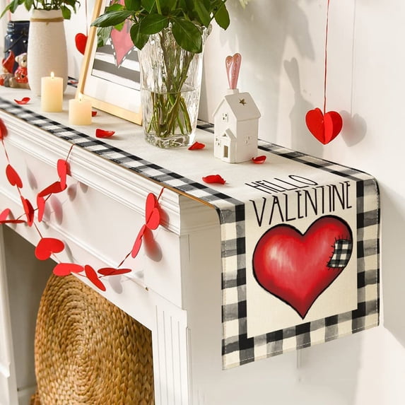 Outfmvch Valentines Day Table Runner Valentines Table Runner Valentines Tablecloth Valentine Tablecloth Valentines Day Runner Table Runner Boho C One Size