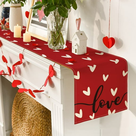 Outfmvch Valentines Day Table Runner Valentines Table Runner Valentines Tablecloth Valentine Tablecloth Valentines Day Runner Table Runner Boho D One Size