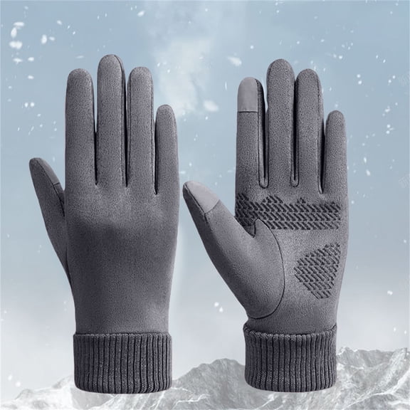 Outfmvch Warm Gloves Winter Gloves for Men Women - Touch Screen Cold Weather Thermal Warm Knit Glove for Running Driving Hiking Warm Winter Gloves for Women Gray One Size