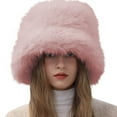 thumbnail image 1 of Outfmvch Warm Hats for Women Winter Winter Bucket Hat for Women Fur Russian Ladies Fluffy Snow Hat Fuzzy Fisherman Cap Warm Cute Cold Cap Pink A, 1 of 5