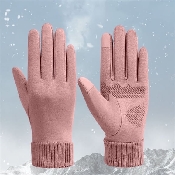 Outfmvch Warm Winter Gloves Winter Gloves for Men Women - Touch Screen Cold Weather Thermal Warm Knit Glove for Running Driving Hiking Winter Gloves for Women Pink One Size