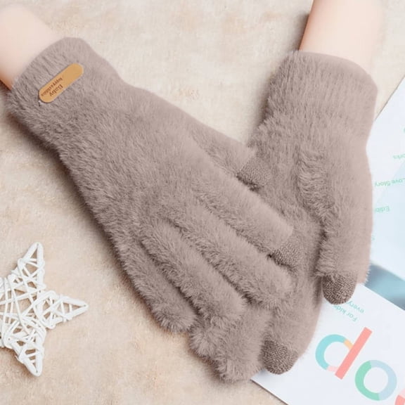 Outfmvch Waterproof Winter Gloves for Men Winter Knit Gloves Warm Full Fingers Men Women with Upgraded Touch Screen - Anti-Slip Glove Fleece Lined Thermal Gloves Men Khaki One Size