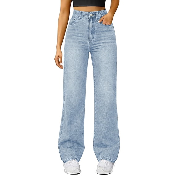 Outfmvch Wide Leg Jeans Woman Barrel Jeans Women Womens Baggy Jeans Low Waisted Jeans for Women Womens Jeans Straight Leg Bootcut Jeans for Women Light Blue 5xl