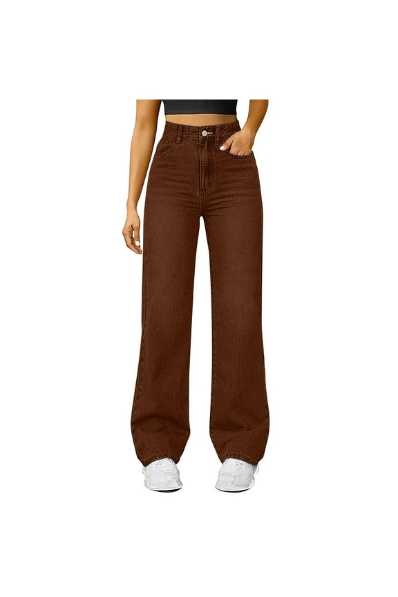 Wide Leg Jeans Woman Barrel Jeans Women Womens Baggy Jeans for Women Plus Size Jeans Women Stretch Jeans for Women Low Rise Jeans Brown M