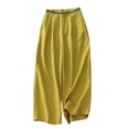 thumbnail image 1 of Outfmvch Wide Leg Linen Pants for Women Gauchos for Women Wide Leg Linen Pants Vacation Beach Trousers Drawstring High Waisted Linen Pants Women Casual Drawstring Flowy Pantss Yellow M-3XL, 1 of 4