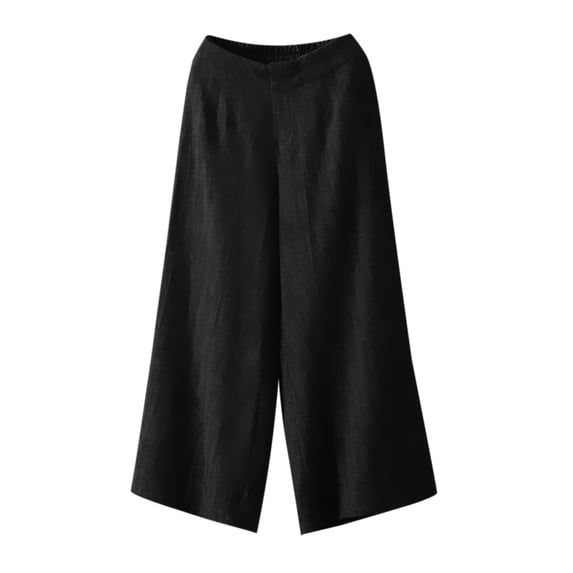 Outfmvch Wide Leg Pants Woman Culottes for Women Wide Leg Linen Pants Beach Pants Gaucho Pant Flowy Lounge Trousers Women' S Culottes Gauchos for Women Vintage Baggy Beach Trousers Black S-2XL