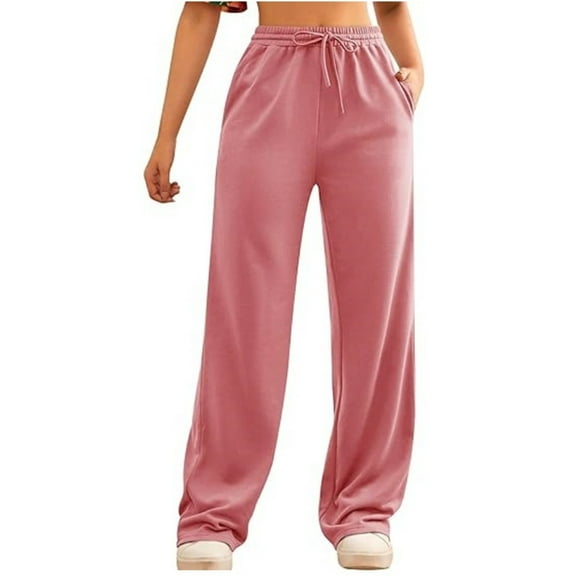 Outfmvch Wide Leg Pants Woman Sweatpants Women Baleaf Pants Women Linen Pants Palazzo Pants for Women Flowy Pants Casual Pants for Women Red L
