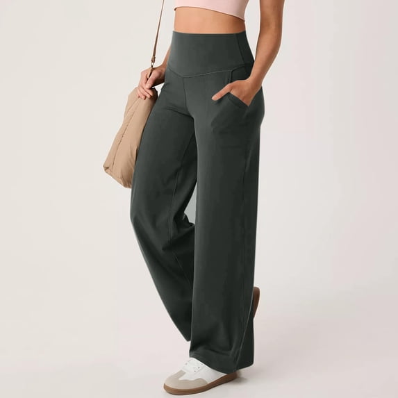 Outfmvch Wide Leg Pants Woman Womens Trousers Business Casual Pants Sweatpants Women Wide-leg Trousers Zip Off Hiking Pants Women Work Pants Army Green L