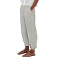 thumbnail image 1 of Outfmvch Wide Leg Pants for Women Summer Wide Leg Elastic Straight Leg Fashion Wide Leg Stripe High Waisted Wide Leg Cotton Linen Gaucho Pants for Women Summer Beach Vacation Gray XS-3XL, 1 of 5