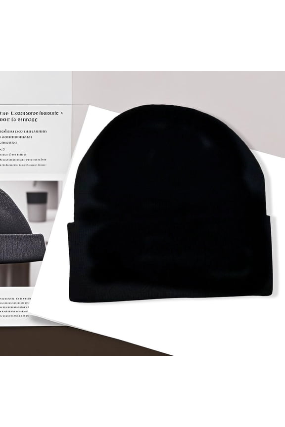 Winter Beanie Hats for Men Women, Warm Cozy Knitted Cuffed Skull Cap Black L