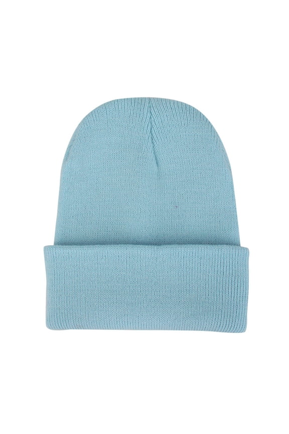 Winter Beanie Hats for Men Women, Warm Cozy Knitted Cuffed Skull Cap Sky Blue L