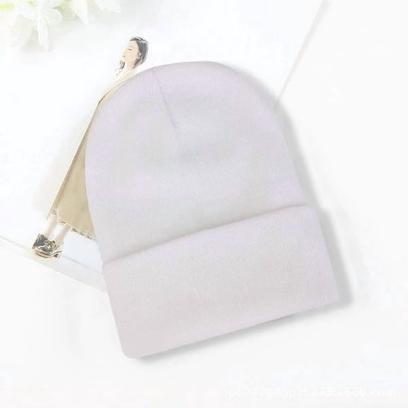 Outfmvch Winter Beanie Hats for Men Women, Warm Cozy Knitted Cuffed Skull Cap White L