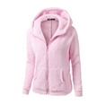 thumbnail image 1 of Outfmvch Winter Coats For Women Fleece Jacket Women Women Hooded Sweater Coat Winter Warm Wool Zipper Coat Cotton Coat Outwear Womens Coats Pink 3Xl, 1 of 8