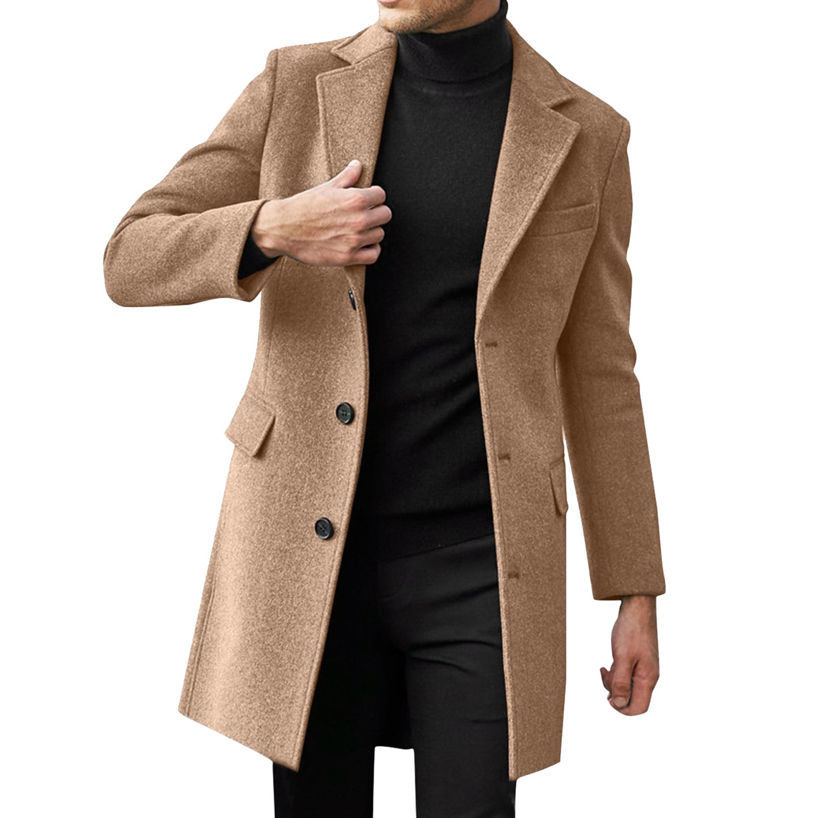 Outfmvch Winter Coats For Men Coats For Men Men Plus Size Winter Coat Lapel Collar Long Sleeve Padded Leather Jacket Vintage Thicken Coat Sheepskin Jacket Jackets For Men Khaki M