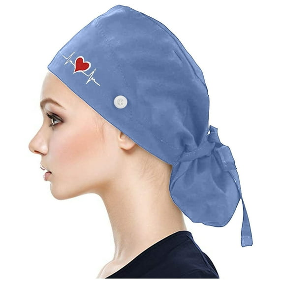 Outfmvch Winter Hats For Women Beanie Scrub Cap With Buttons Bouffant Print Hat With Sweatband For Womens And Mens Winter Hats For Men Dark Blue One Size
