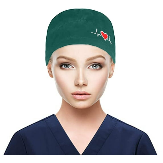Outfmvch Winter Hats For Women Beanie Scrub Cap With Buttons Bouffant Print Hat With Sweatband For Womens And Mens Winter Hats For Men Mint Green One Size