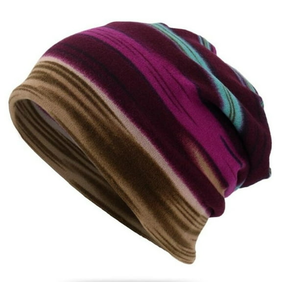 Outfmvch Winter Hats For Women Beanie Women&Men Unisex Print Hat Ruffle Cancer Chemo Hat Beanie Scarf Collar Turban Head Wrap Winter Hats For Men Purple M