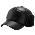 thumbnail image 1 of Outfmvch Winter Hats For Women Winter Hats For Men Baseball Cap Winter Thickening Warm Ear Hundred Casual Anti Cold Imitation Leather Hat Beanie Black One Size, 1 of 4