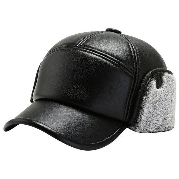 Outfmvch Winter Hats For Women Winter Hats For Men Baseball Cap Winter Thickening Warm Ear Hundred Casual Anti Cold Imitation Leather Hat Beanie Gray One Size