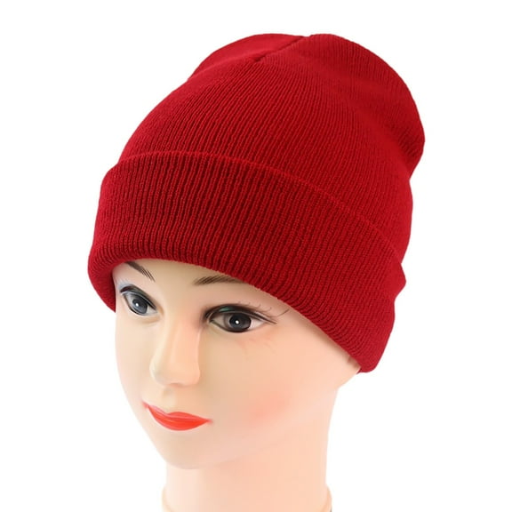 Outfmvch Winter Hats For Women Winter Hats For Men Men'S And Women'S Knitting Pullover Hat Warm Wool Hat In Autumn And Winter Solid Fashion Knitting Hat Beanie Red One Size