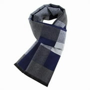 Outfmvch Winter Scarf Plaid Scarf Thick Scarf Silk Shawl Cotton Scarf for Women Pashmina Blue One Size