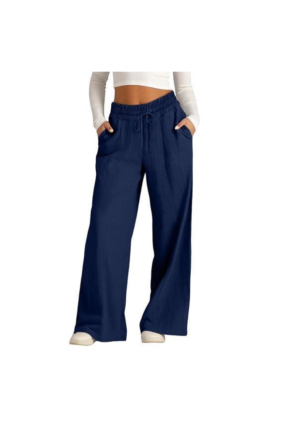 Women Linen Cropped Pants gaucho pants Linen Pants Gaucho pant Linen Capri Pants Vacation Beach Pants Flowy Gauze Cropped Pant with Pockets Paperbag pant Tapered Pants Beach Lounge Blue 2XL