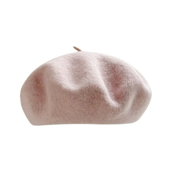 Outfmvch Women Men Wool French Beret Solid Color Warm Beanie Hat Artist Painter Fancy Dress Costumes Pink One Size
