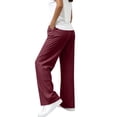 thumbnail image 1 of Outfmvch Women Pinstripe Striped High Waisted Wide Leg Dress Pants Stretchy Flowy Slacks with Side Pockets Breathable Lightweight Business Office Work Daily Dressy Workplace Trousers Red L, 1 of 3